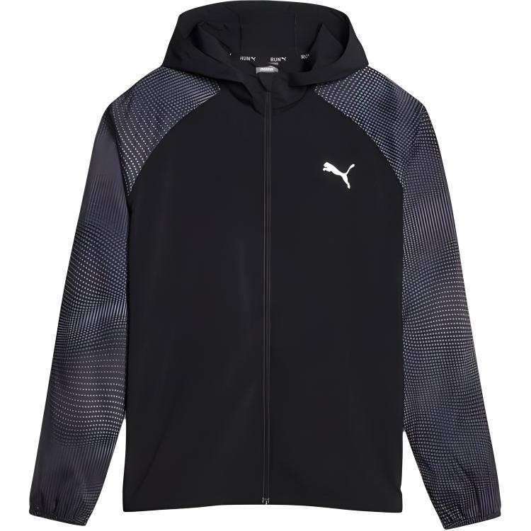 Puma Black Zipper Hoodie Jacket with Spliced Logo Design 524510-01