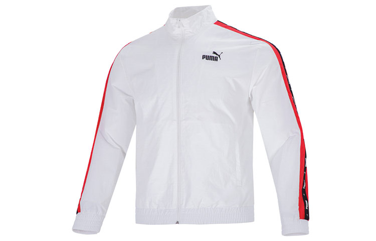 Puma Blocking Tape Woven Retro Track Jacket White Breathable Casual Style 536780-02
