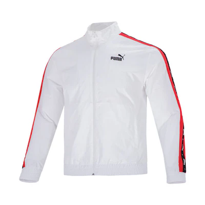 Puma Blocking Tape Woven Retro Track Jacket White Breathable Casual Style 536780-02