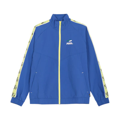 Puma Blue Color-Block Logo Print High-Collar Long-Sleeve Jacket 625688-17