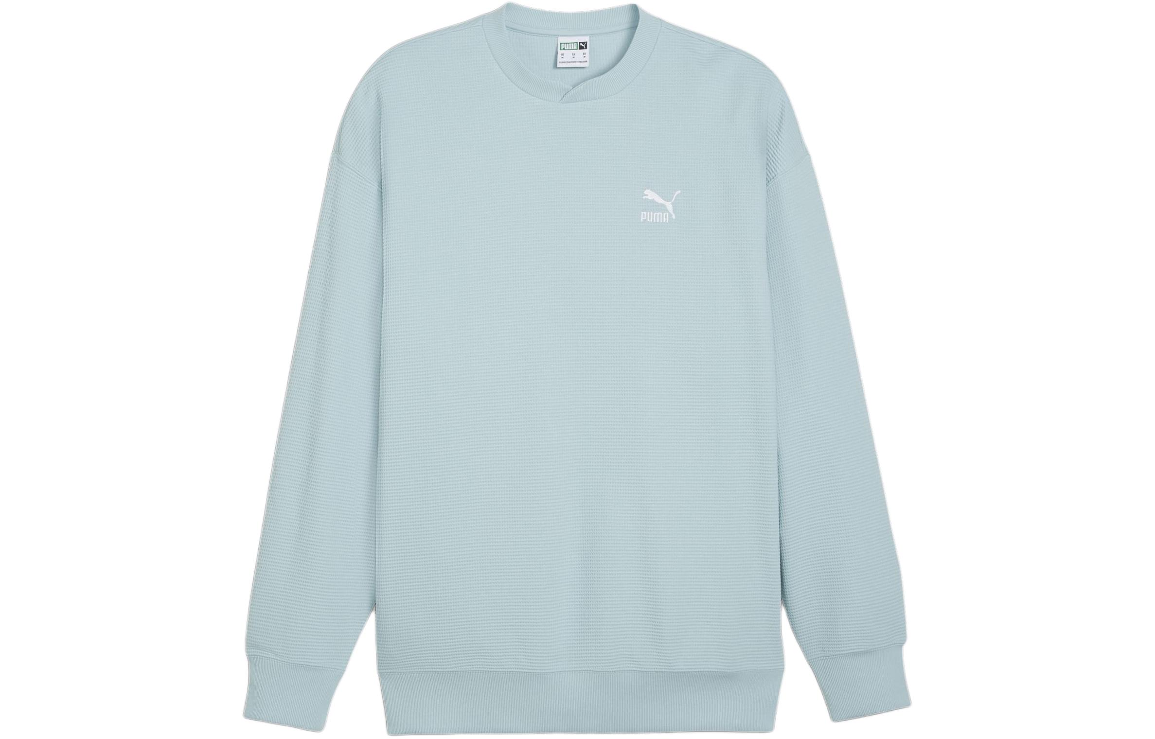 Puma Blue Solid Waffle Texture Long Sleeve Casual Sweatshirt 624253-22