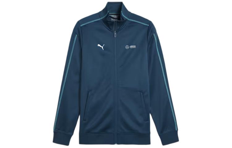 Puma Blue Track Jacket with Striped Logo Print and Stand Collar 623741-07