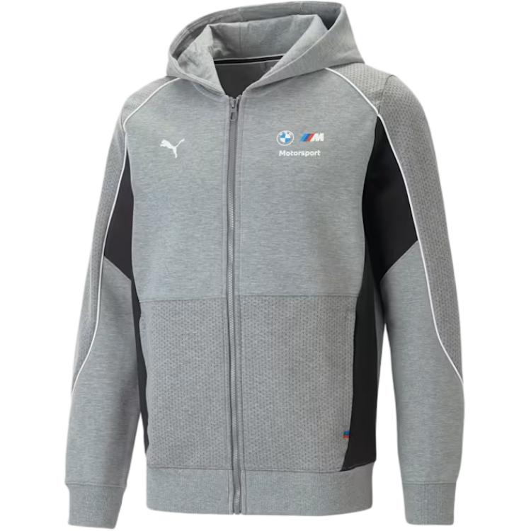 Puma BMW M Motorsport Colorblock Logo Hoodie - Grey Casual Style 538131-03