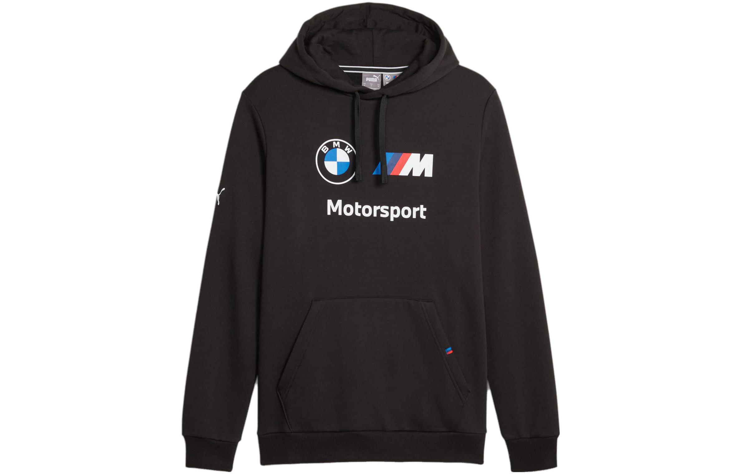 Puma BMW M Motorsport Fleece Hoodie Black Printed Long-Sleeve Pullover 621301-01