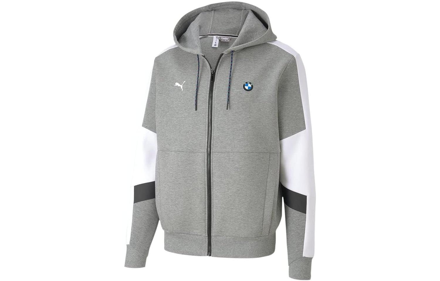 Puma BMW M Motorsport Hoodie Logo Print Colorblock Pullover - Gray 596097-03