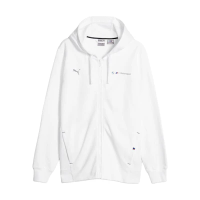 Puma BMW M Motorsport Logo Hoodie Jacket White Long Sleeve 621221-02