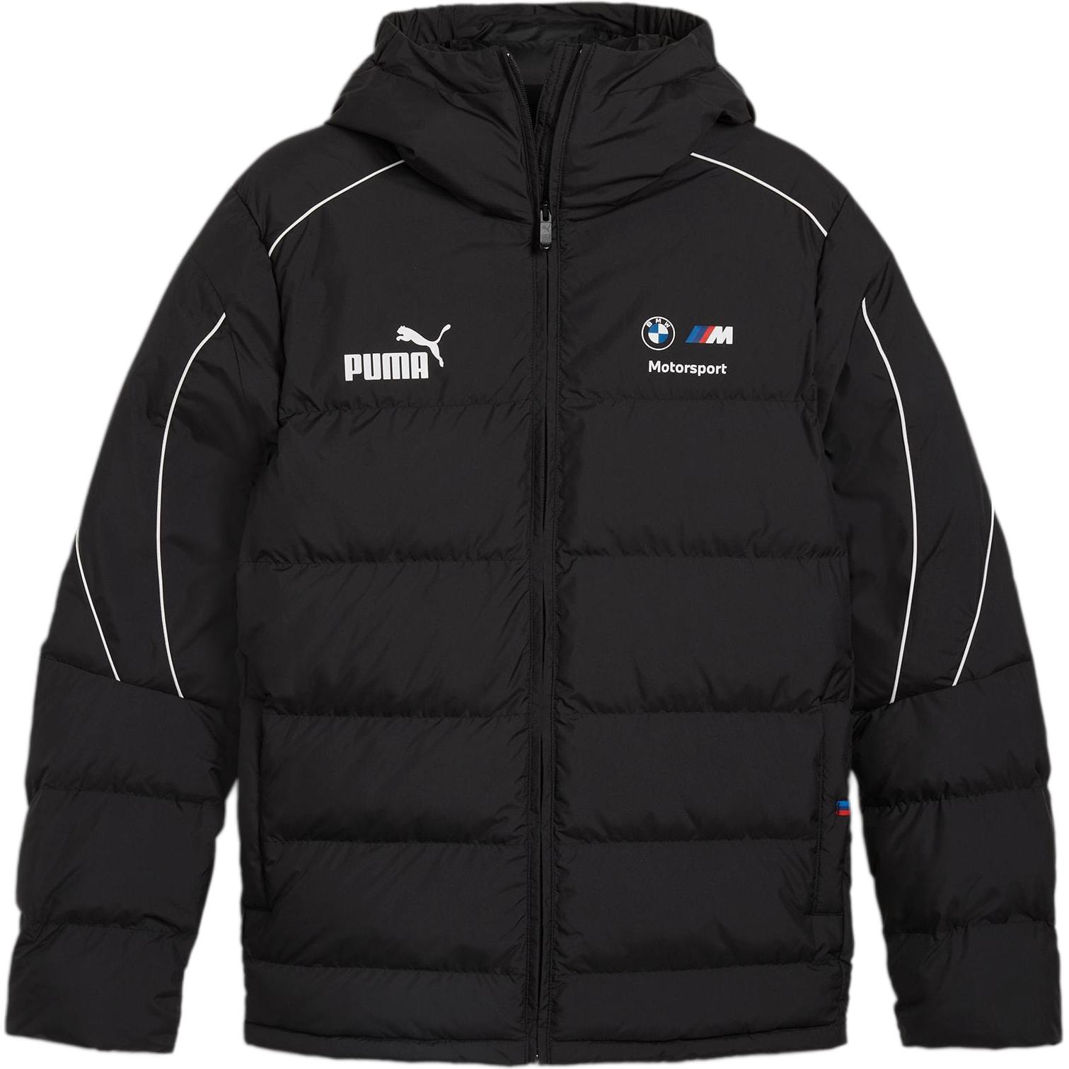 Puma BMW M Motorsport SS24 Black Logo Print Zip-Up Hoodie Jacket Men 627377-01