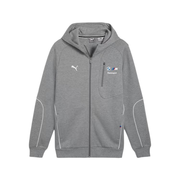 Puma BMW M Motorsport SS24 Hooded Sweat Jacket Gray Stylish Comfort 627456-03