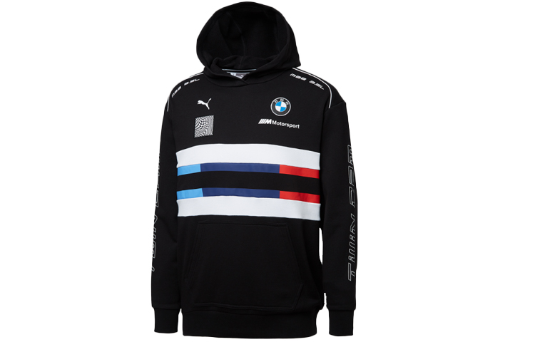 Puma BMW Motorsport Logo Print Colorblock Hoodie Black 595181-01