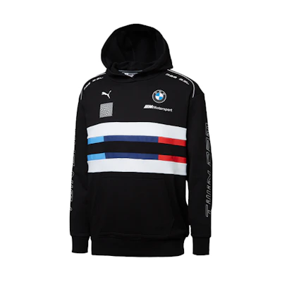 Puma BMW Motorsport Logo Print Colorblock Hoodie Black 595181-01