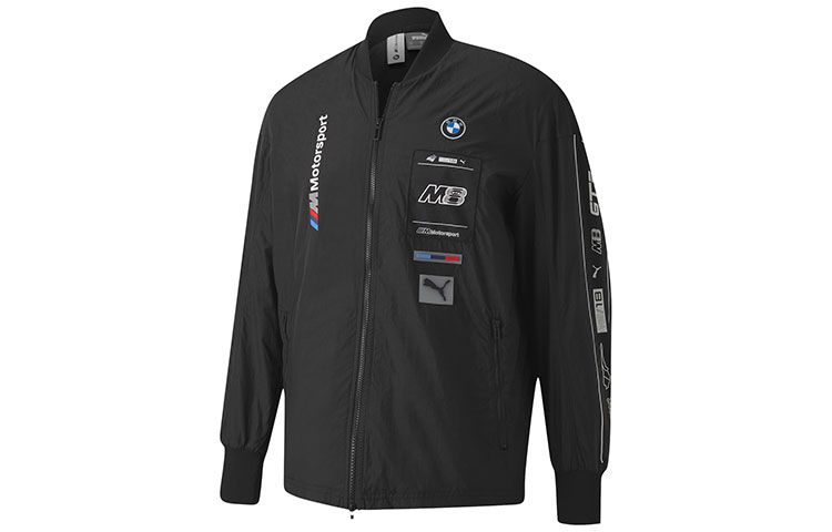 Puma BMW Racing Series Black Letter Print Baseball Collar Jacket 597969-01
