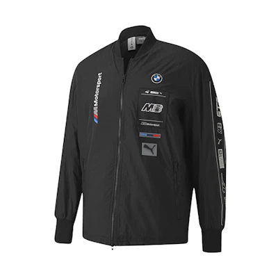 Puma BMW Racing Series Black Letter Print Baseball Collar Jacket 597969-01