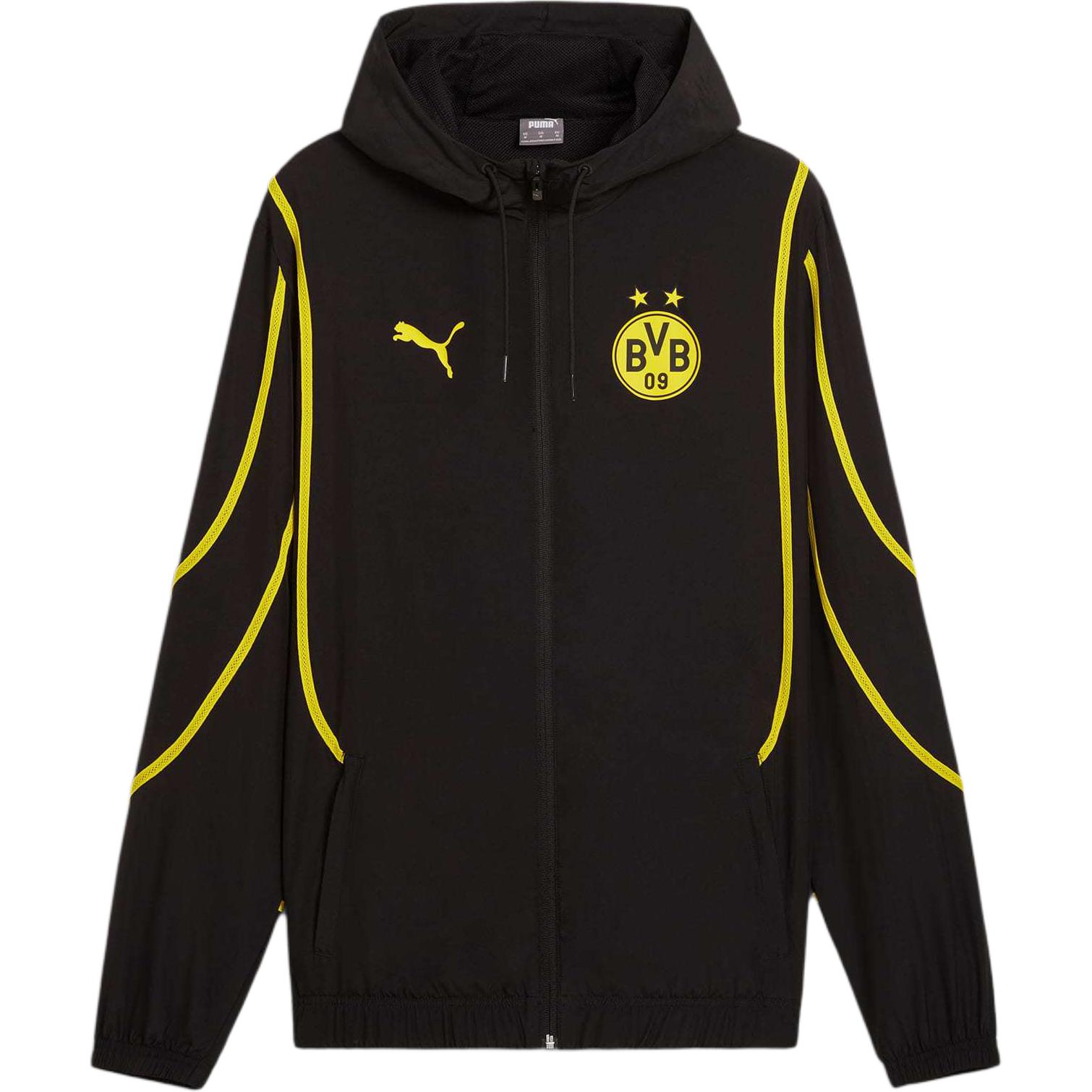 Puma Borussia Dortmund 24/25 Football Series SS24 Colorblock Hoodie Jacket Black 777601-02
