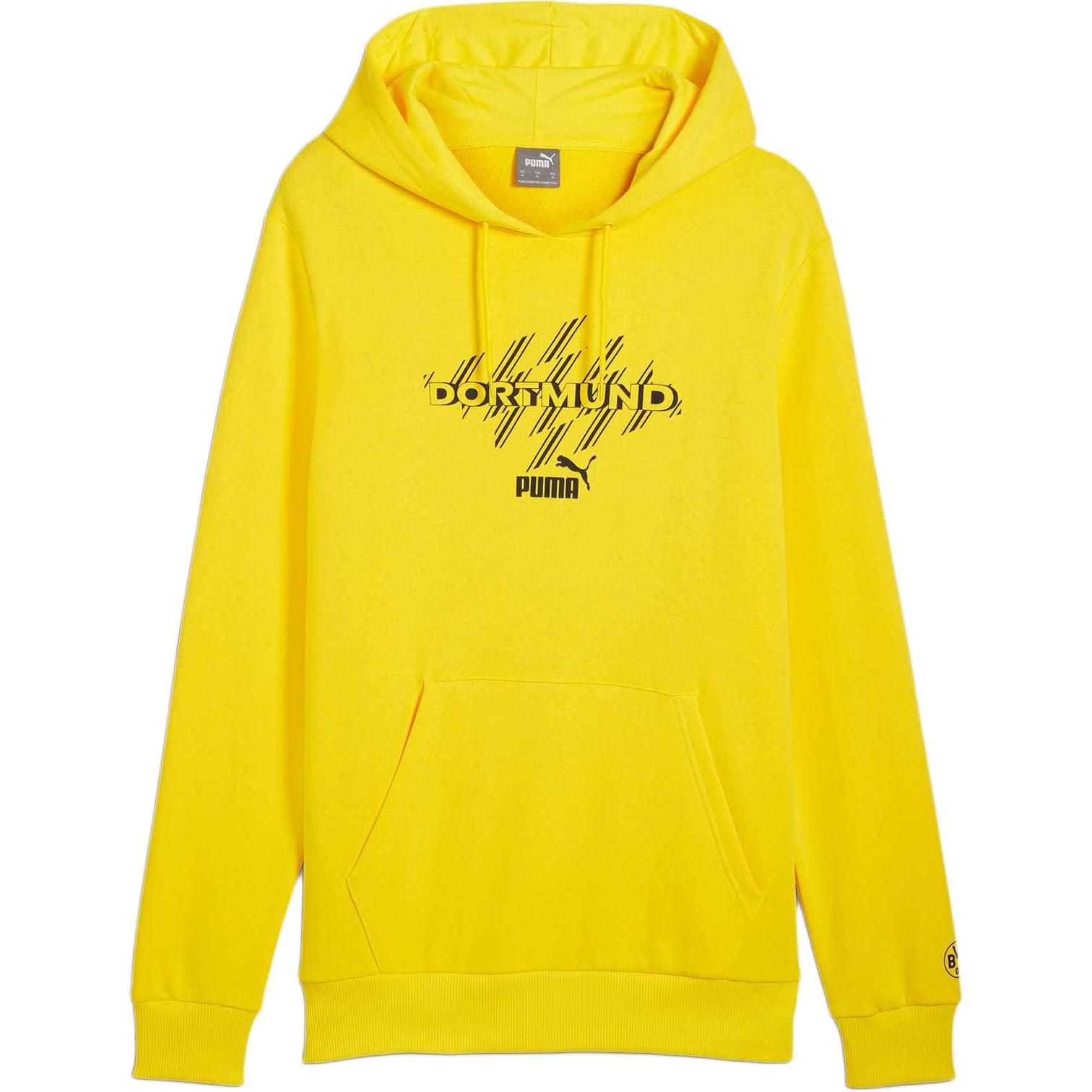 Puma Borussia Dortmund SS24 Logo Text Hoodie Black/Yellow Casual Style 777743-01