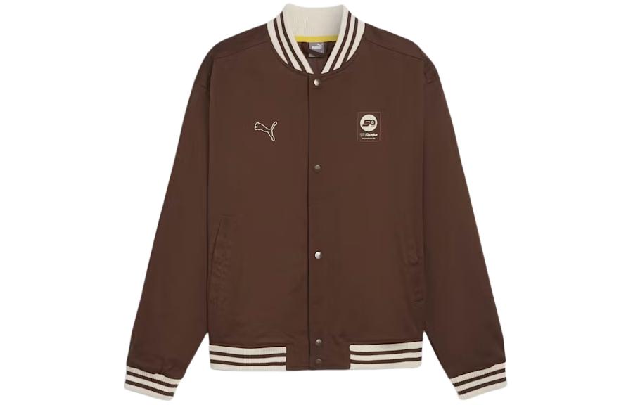 Puma Brown Casual Sports Jacket with Back Letter Print and Stand Collar 624547-05
