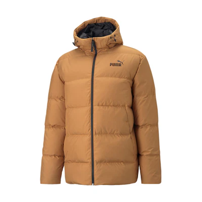 Puma Brown Down Puffer Jacket with Hood - Casual Long Sleeve Coat 849987-74