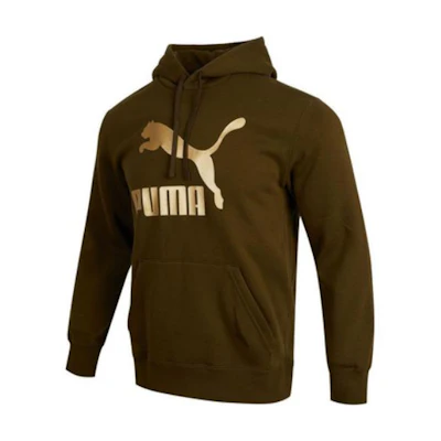 Puma Brown Hoodie with Logo Graphic Print Long Sleeves Pullover 537678-62