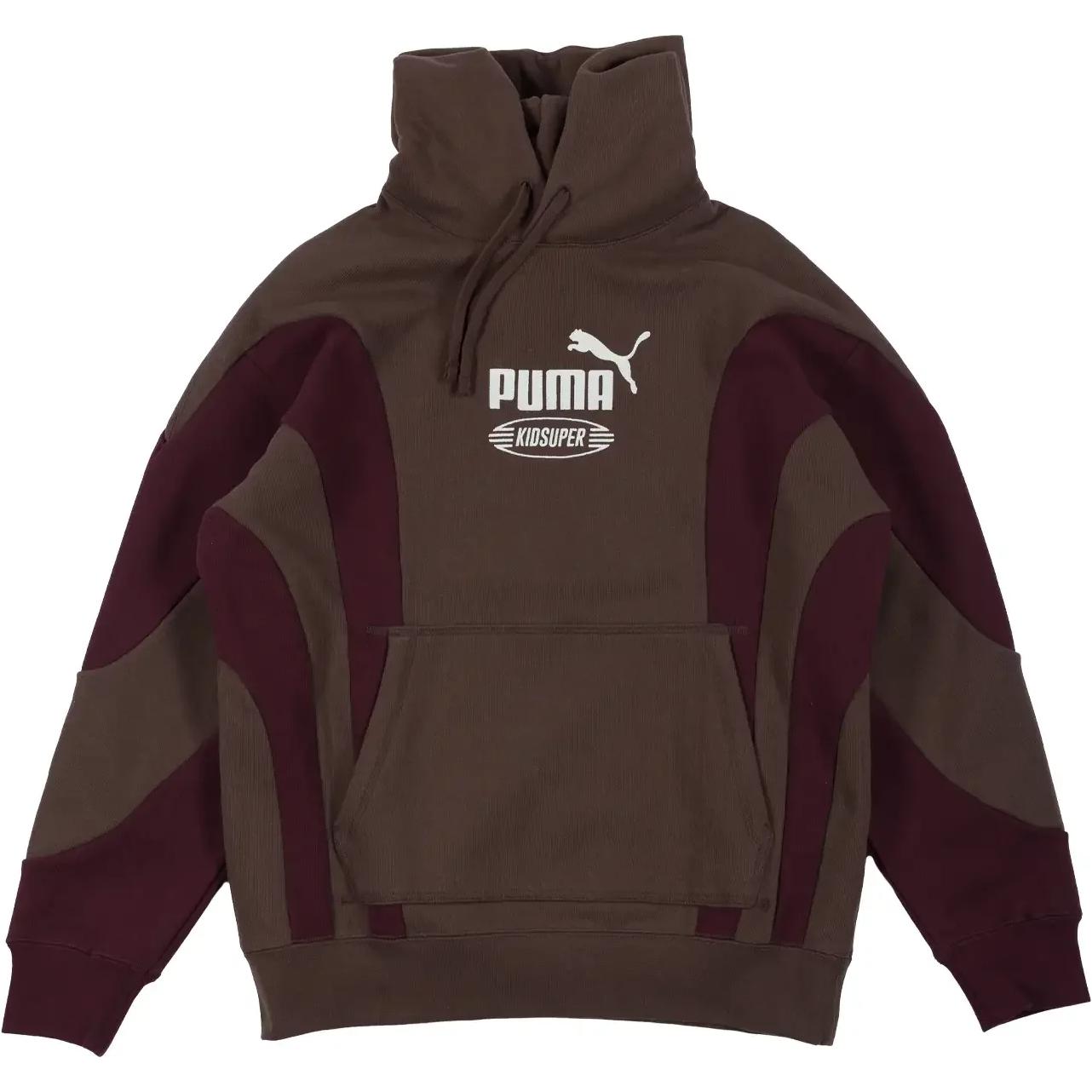 Puma Brown Hoodie with Logo Print & Long Sleeves 624077-79