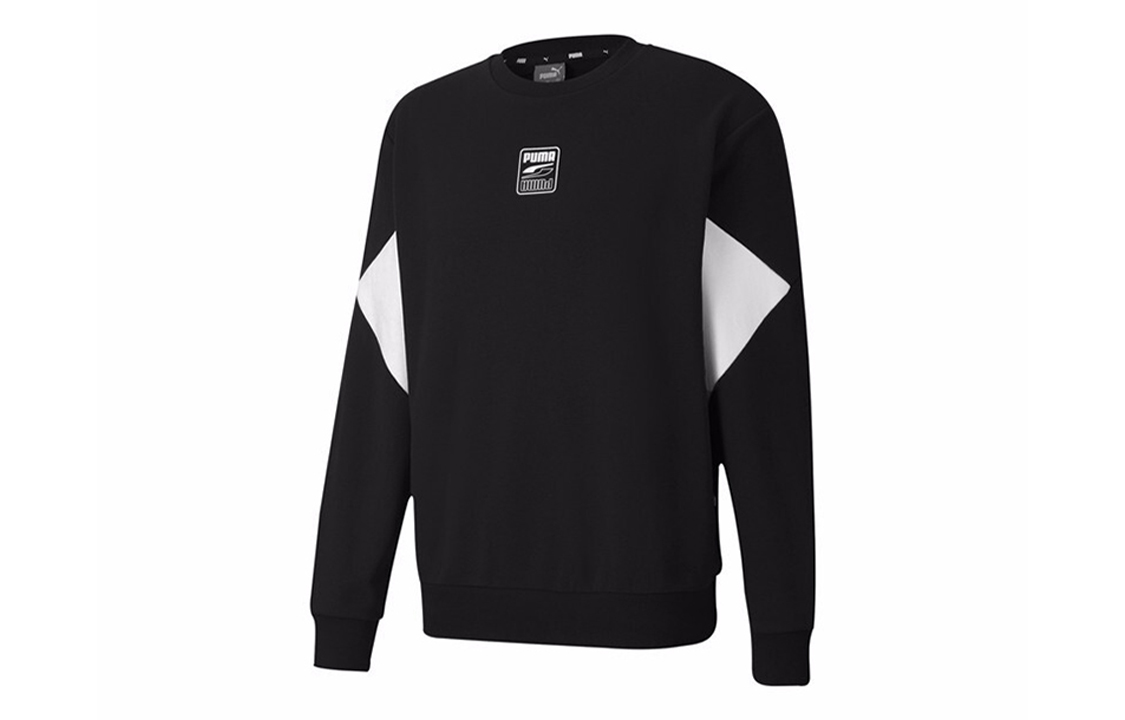 Puma BVB Away Replica Rebel Crew Logo Print Colorblock Sweatshirt Black Male 585271-01