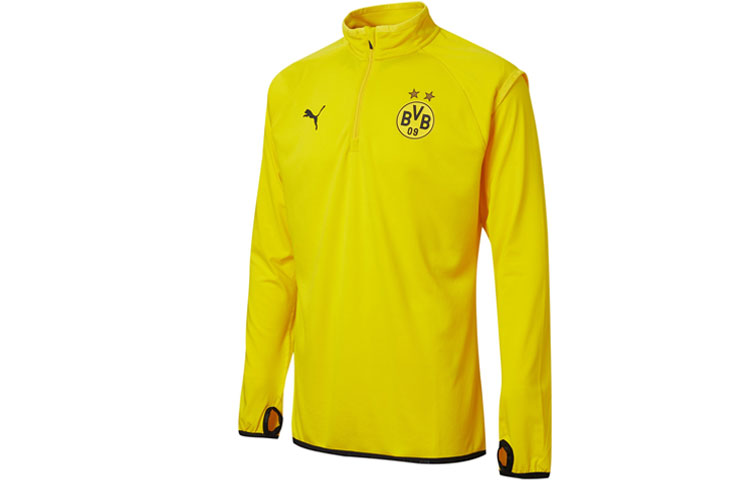 Puma BVB Dortmund Football Half-Zip Long Sleeve Sweatshirt Yellow 758582-01