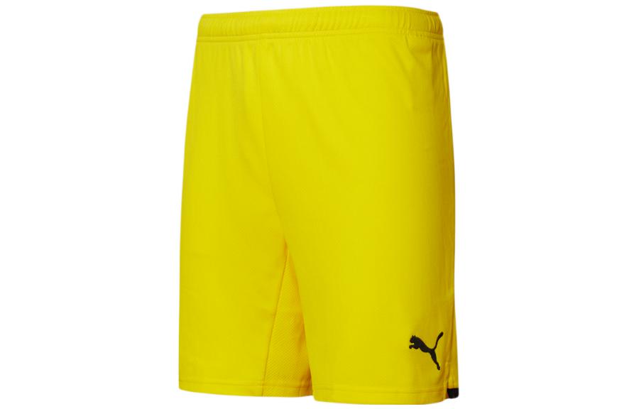 Puma BVB Replica Yellow Elastic Soccer Pants with Solid Logo Print 759078-01