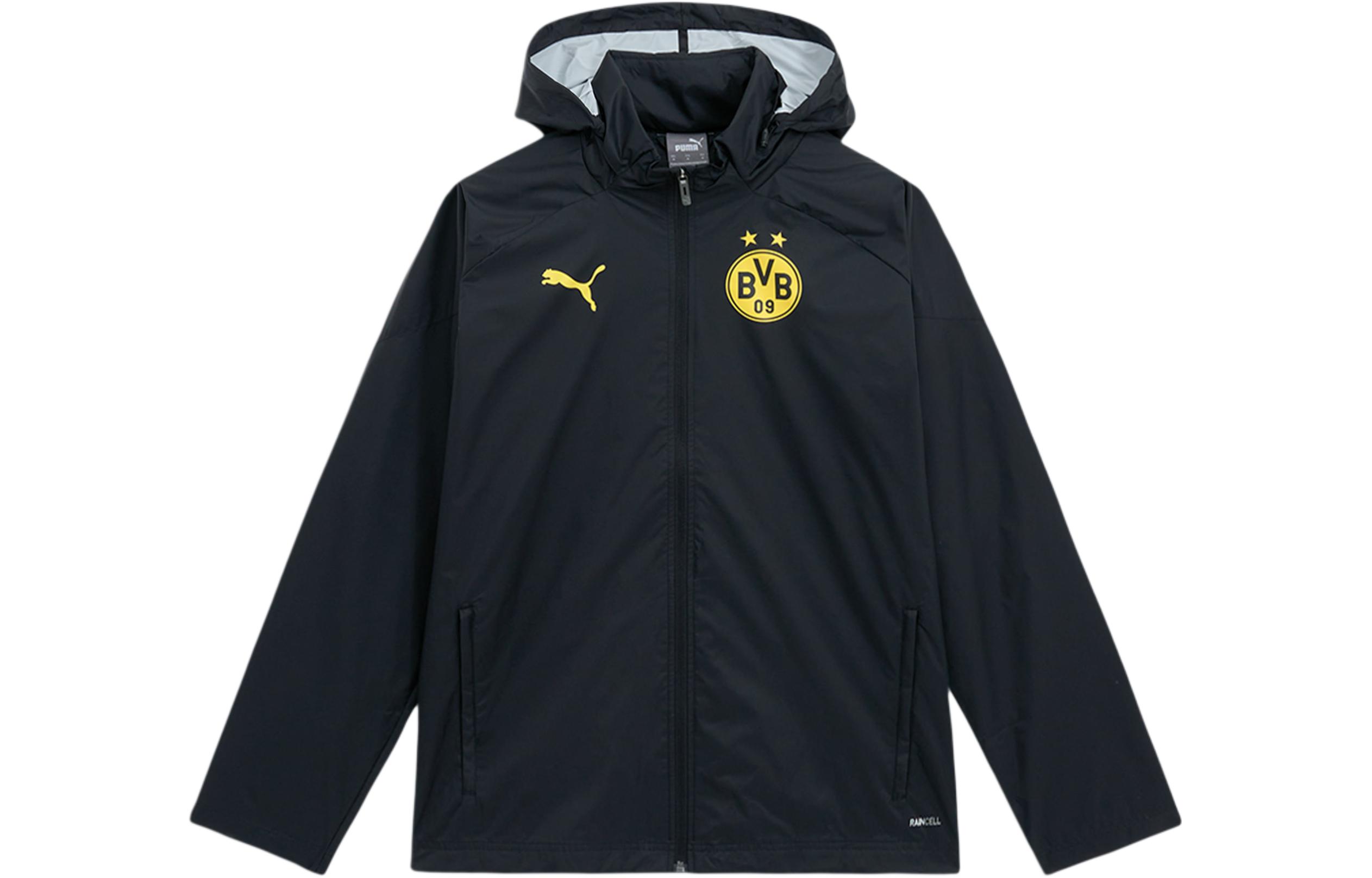 Puma BVB Training All Weather Jacket Black Long Sleeve Casual Coat 771832-02