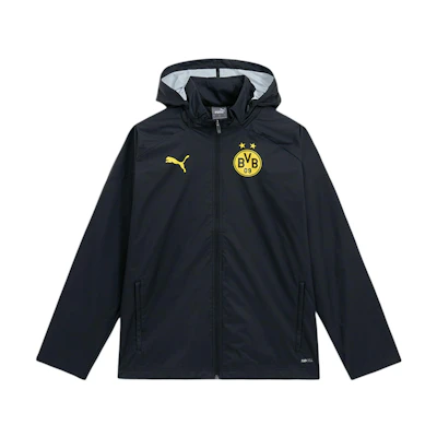 Puma BVB Training All Weather Jacket Black Long Sleeve Casual Coat 771832-02