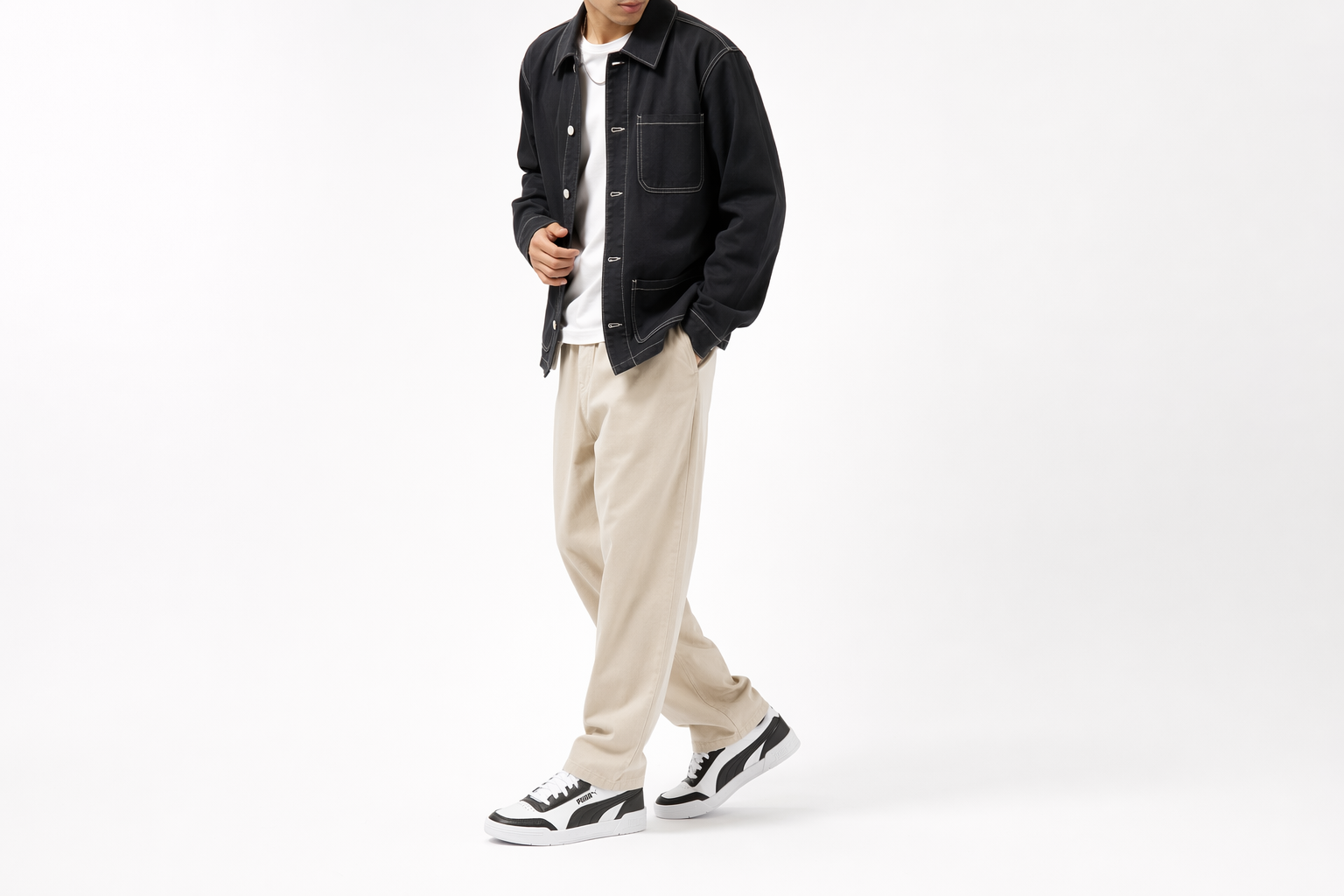 Order Puma Caracal Homme Baskets Décontractées Noir/Blanc 369863-15