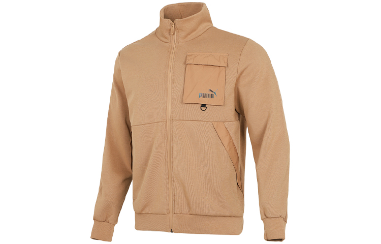 Puma Casual Pattern Loose Fit Long-Sleeve Stand Collar Jacket Khaki (Unisex) 537033-63