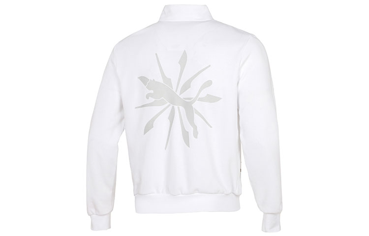 Puma Casual Printed Loose Fit Long-Sleeve Stand Collar Jacket White Unisex 537033-02