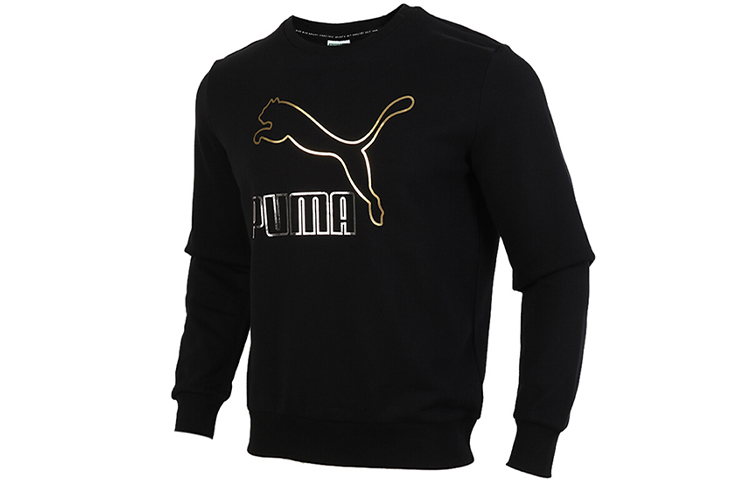 Puma Casual Printed Pullover Hoodie Black/Gold 599296-56
