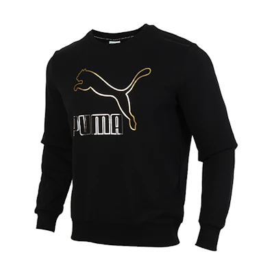 Puma Casual Printed Pullover Hoodie Black/Gold 599296-56