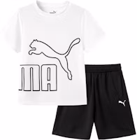PUMA Casual Sports Set Crewneck T-Shirt & Elastic Waist Shorts White Unisex. 353224119202-10101 PUMA Casual Sports Set Crewneck T-Shirt & Elastic Waist Shorts White Unisex. 353224119202-10101