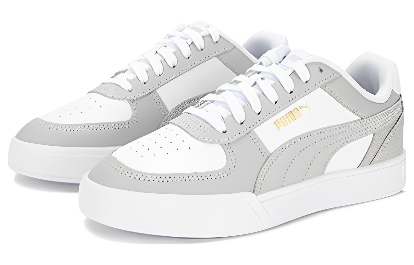 Shop PUMA Caven 防滑耐磨 低筒 帆布鞋 男女皆宜 白灰色