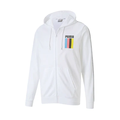 Puma Celebration Logo Graphic Hoodie Jacket White 585062-02