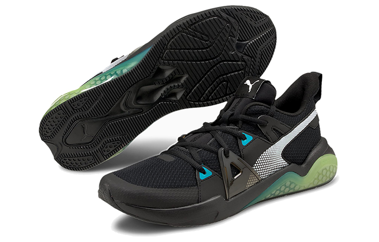Shop Chaussures de Running Puma Cell Fraction Fade Noir/Vert/Blanc 194372-03