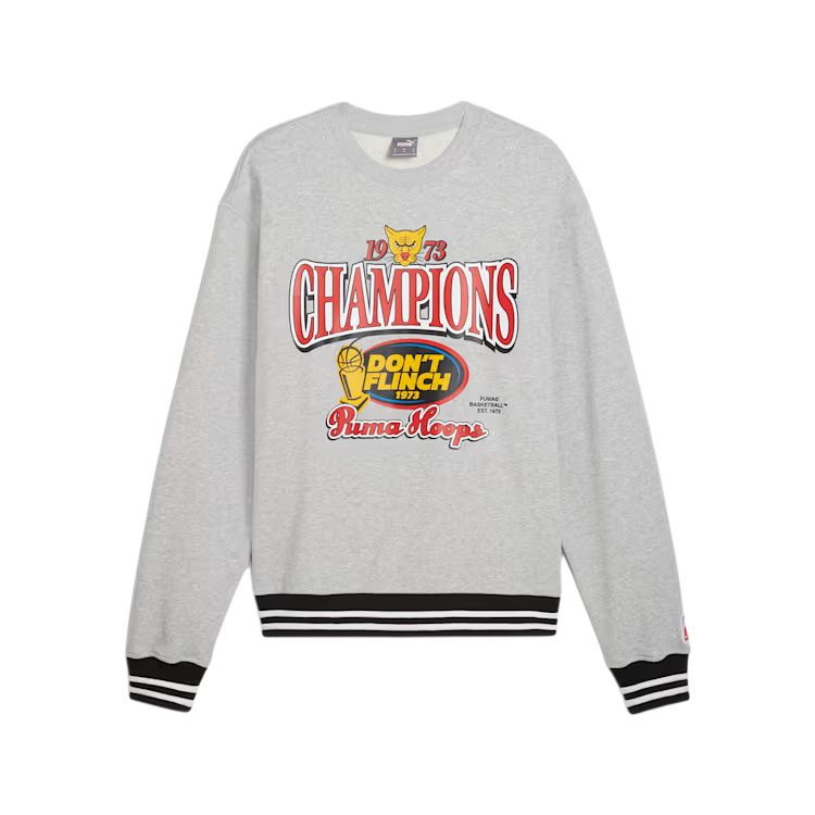 Puma Champs Crew Basketball Graphic Sweatshirt Light Gray Heather 627209-01