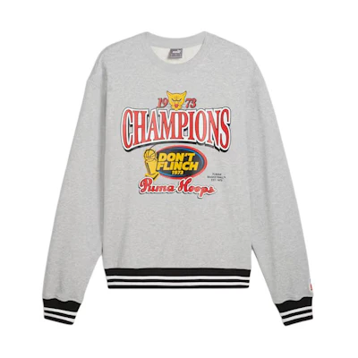 Puma Champs Crew Basketball Graphic Sweatshirt Light Gray Heather 627209-01