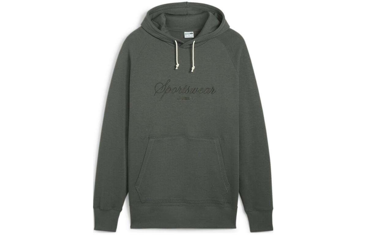 Puma Classics+ Hoodie Embroidered Logo Design Dark Green 624275-80