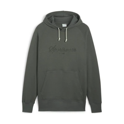 Puma Classics+ Hoodie Embroidered Logo Design Dark Green 624275-80