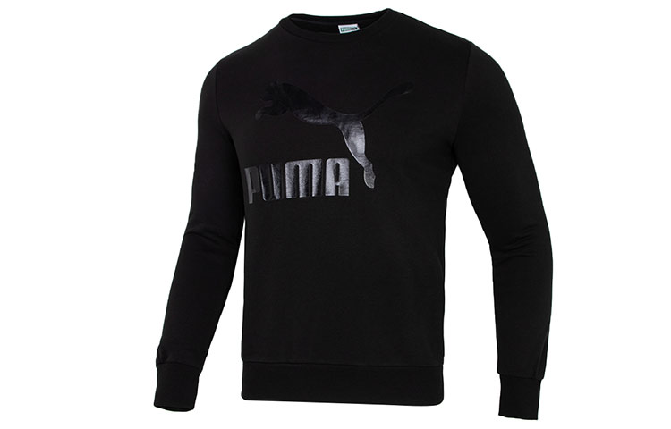 Puma Classics Black Crewneck Sweatshirt with Metallic Logo Print 531367-01