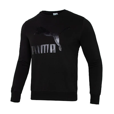 Puma Classics Black Crewneck Sweatshirt with Metallic Logo Print 531367-01