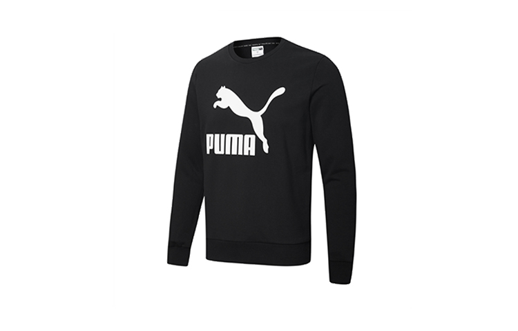 Puma Classics Black Graphic Crewneck Sweatshirt Casual Style 599296-01