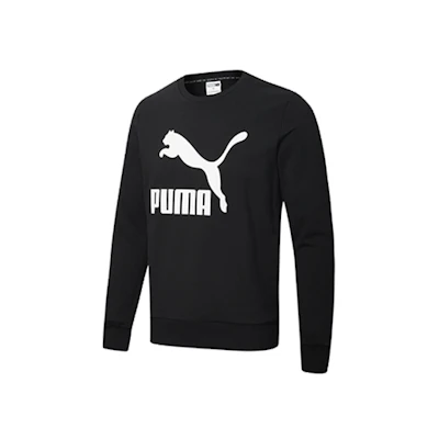 Puma Classics Black Graphic Crewneck Sweatshirt Casual Style 599296-01