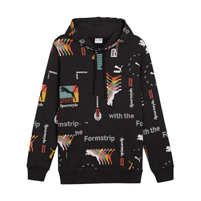 Puma Classics Brand Love Black Hoodie Full Print Casual Pullover 625353-01
