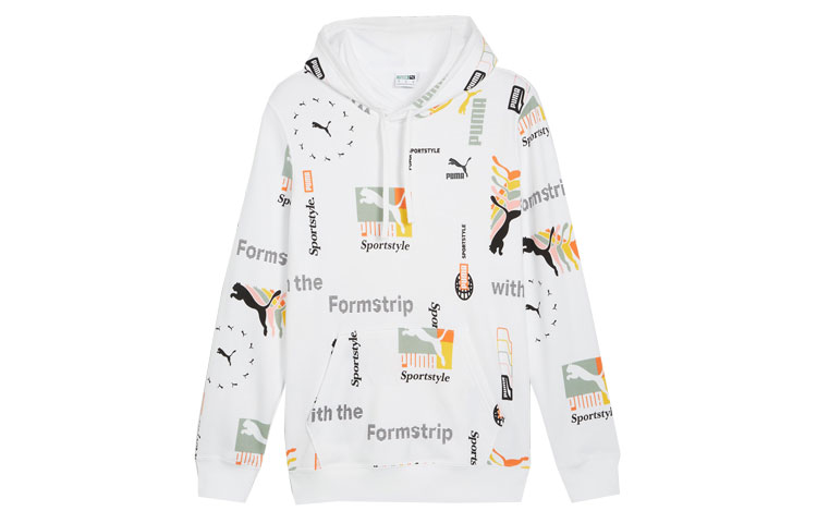 Puma Classics Brand Love White Hoodie Full-Print Casual Sweatshirt 625353-02