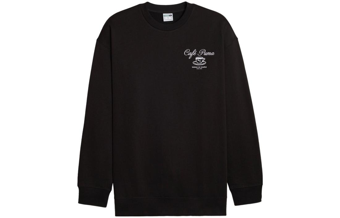 Puma Classics Cafe Puma Crew Embroidered Sweatshirt Black 626321-01