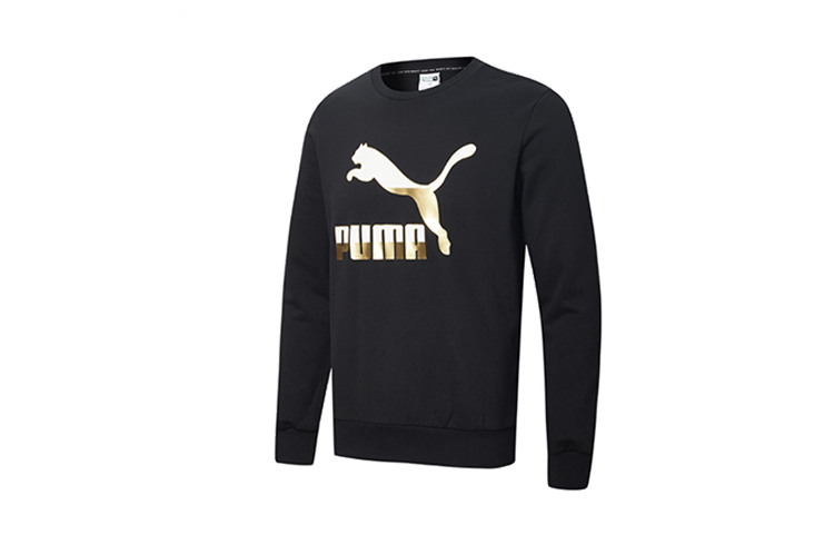 Puma Classics Casual Print Sweatshirt Black/Gold 599296-51