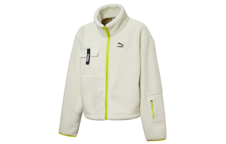 Puma Classics Colorblock Sherpa Zip Jacket Unisex Fleece Sweatshirt 530495-01