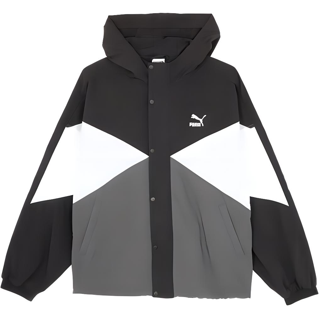 Puma CLASSICS Colorblock Zip-Up Hoodie Jacket Black 628202-01